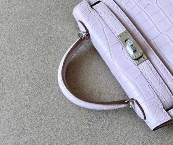 Hermes Mini Kelly wild Matte Alligator 09 Light Purple Silver Hardware 19cm Full Handmade