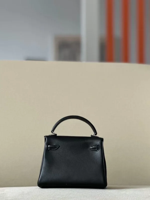 Hermès Kelly dolly Swift CK89 Black & 4A Coffee Silver Hardware 16cm Full Handmade