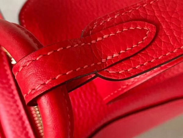 4fe140e5999f2f4 Hermes mini Lindy clemence A5 Bright Red Gold Hardware 19cm Full Handmade