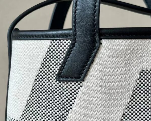 5087c64100952b0 Hermes Cabas Swift & Canvas CK89 Black & White 27cm Full Handmade