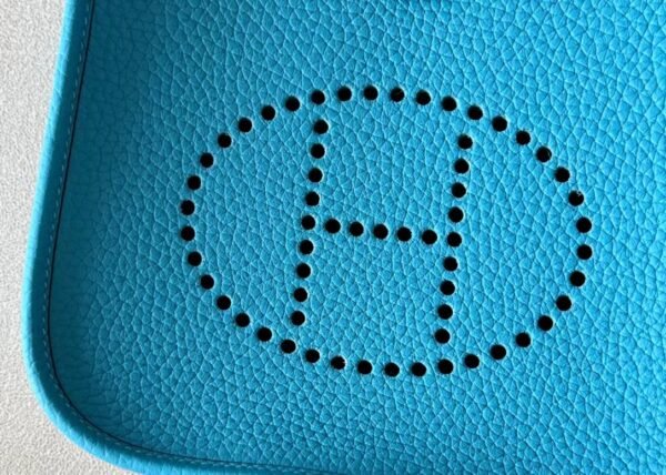 Hermes Mini Evelyne TC P3 Sky Blue Gold Hardware 17cm Full Handmade