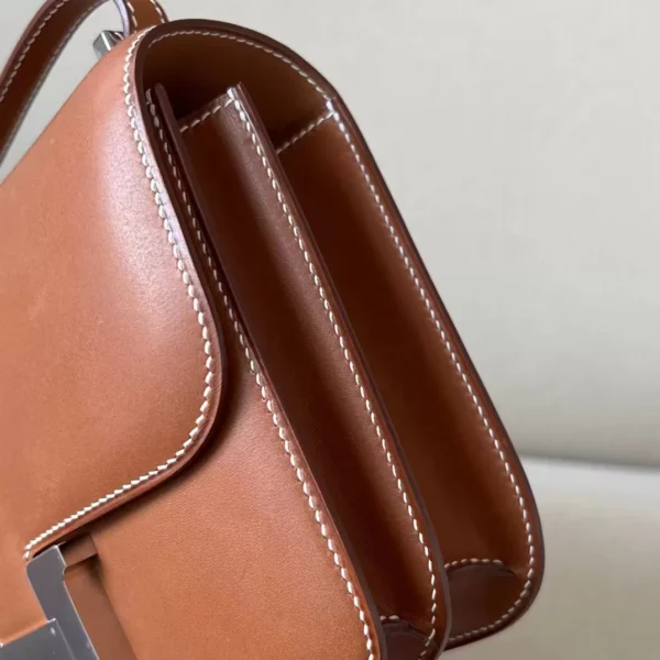 Hermès Constance Barenia CK37 Golden Brown Silver Hardware 18cm Full Handmade
