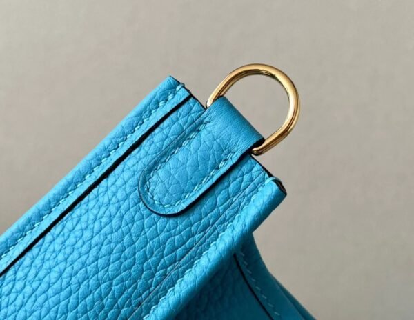 Hermes Mini Evelyne TC P3 Sky Blue Gold Hardware 17cm Full Handmade