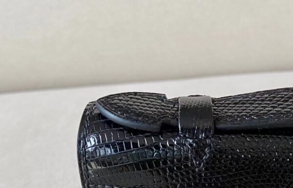 Hermès Kelly pochette Lizard CK89 Black Silver Hardware 22cm Full Handmade