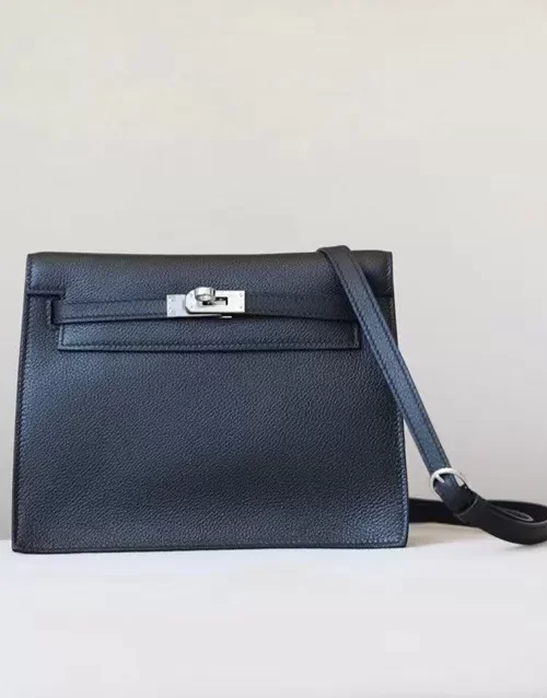 Hermès Kelly dance evercolor CK89 Black Silver Hardware 22cm Full Handmade