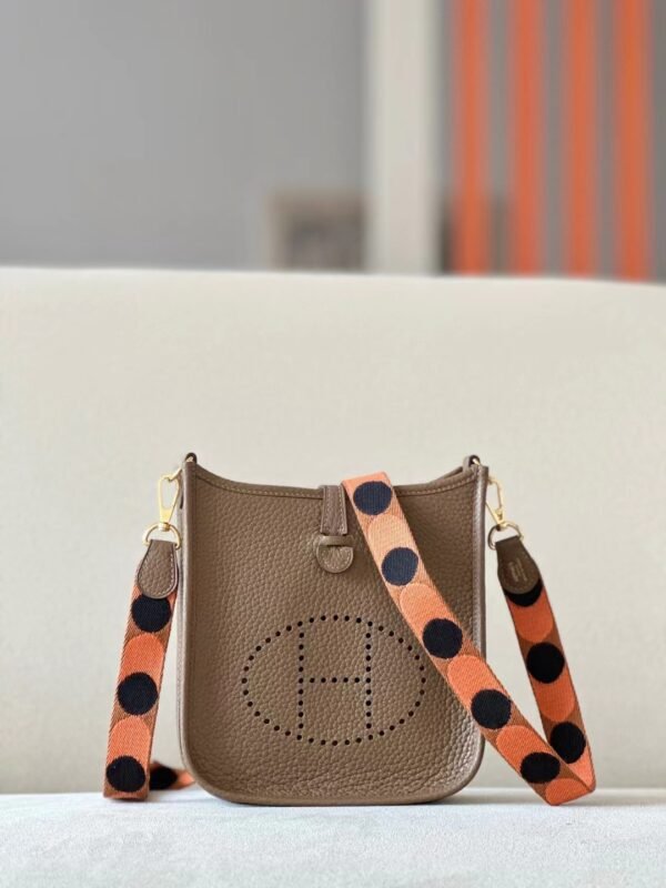 Hermès mini Evelyne TC DO Deep Khaki Gold Hardware 17cm Full Handmade