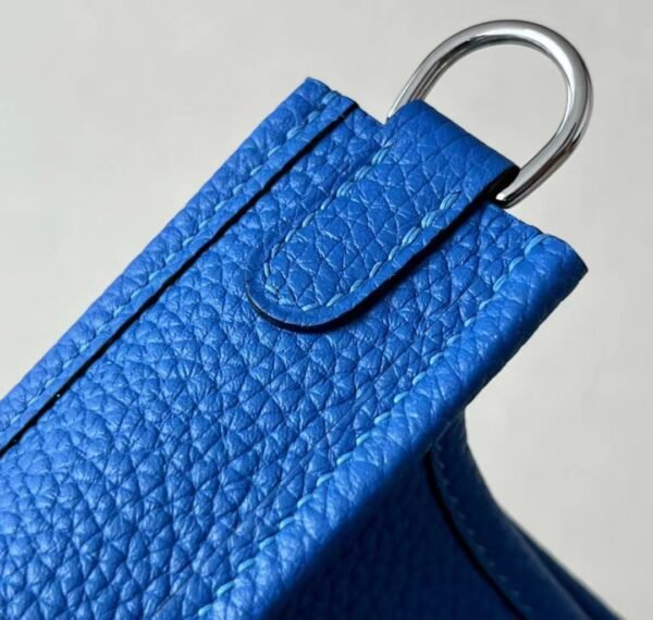Hermes Evelyne TC Leather 08 Bright Blue Silver Hardware 17cm Full Handmade