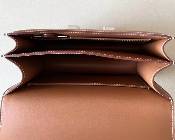 Hermès Constance Barenia CK37 Golden Brown Silver Hardware 18cm Full Handmade