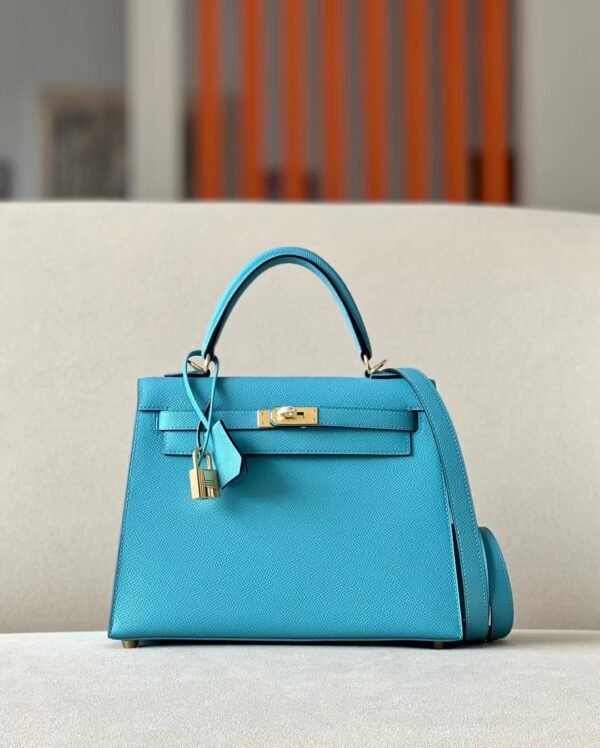 532fc09fdb83453-1 Hermes Kelly Epsom P3 Candy blue Gold Hardware 25cm Full Handmade