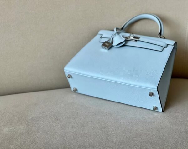 Hermès Kelly Epsom TO Light Blue Silver Hardware 25cm Full Handmade
