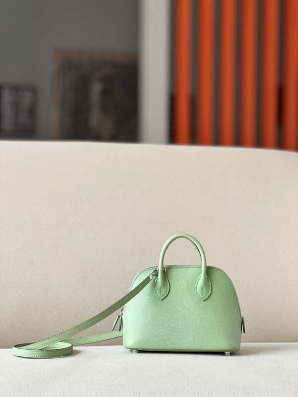 Hermès mini Bolide Chevre 3I Avocado green Silver Hardware 18cm Full Handmade