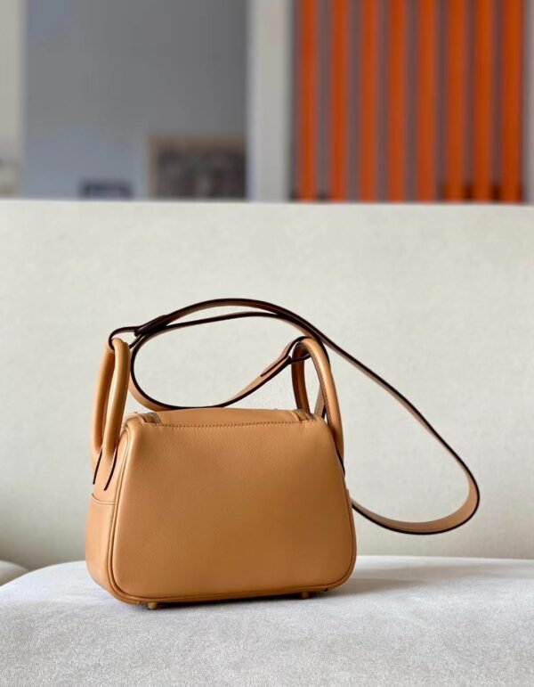 Hermès Mini Lindy Swift OM Tea Khaki & X9 mallow purple Gold Hardware 19cm Full Handmade