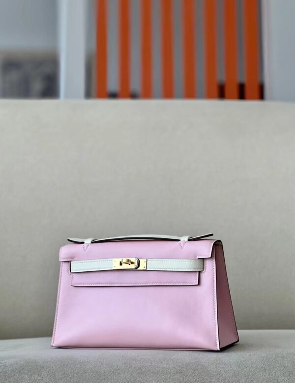 Hermes Kelly doll Matte Alligator & Swfit Pink & White Silver Hardware 18cm Full Handmade