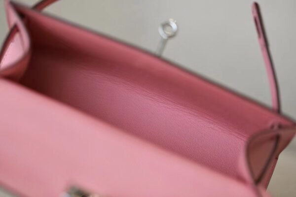 Hermes Mini Kelly Pochette Epsom Pink Silver Hardware 22cm Full Handmade