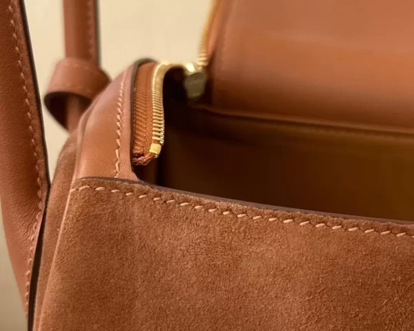 Hermès Lindy Swift & Chamois CK37 Golden Brown Gold Hardware 26cm Full Handmade