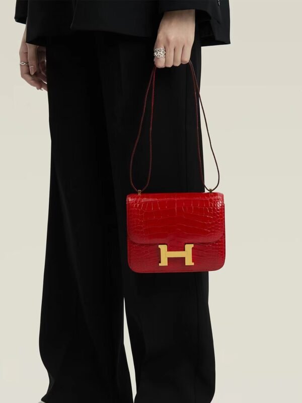 GPC Mode CJ19-Constance Shiny Alligator Ferrari red Gold Hardware 18cm Full Handmade