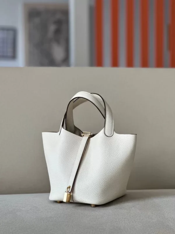 567249f8c6ea40b-jpg GPC Mode Picotin TC Leather I2 Creamy White Gold Hardware 18cm Full Handmade