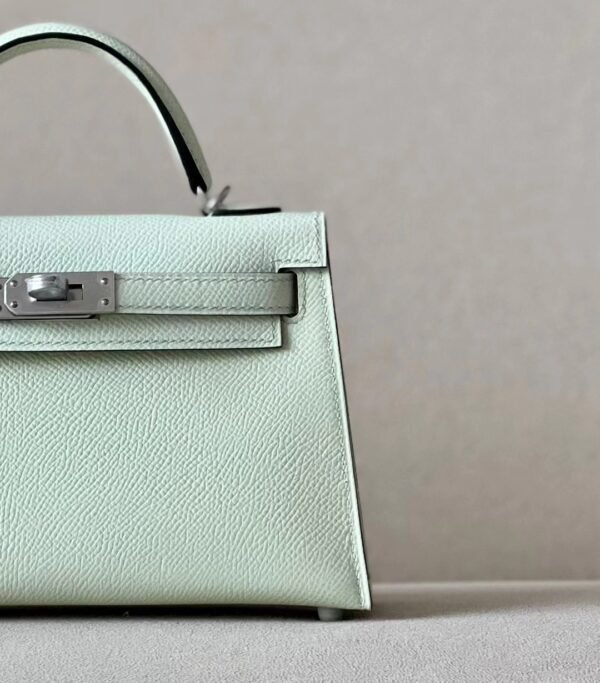 Hermes Mini Kelly Epsom OS Light Green Silver Hardware 19cm Full Handmade