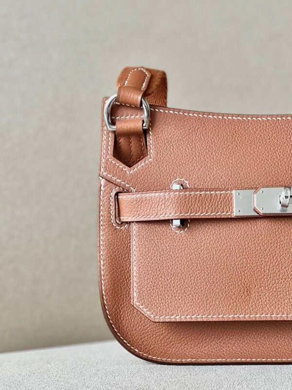 Hermes Mini Jypsiere Evercolor CK37 Golden Brown Silver Hardware 23cm Full Handmade