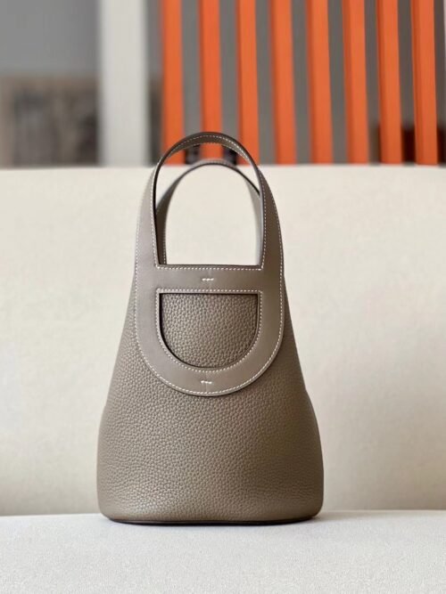 Hermes Picotin TC Leather Etoupe Grey Silver Hardware 18cm Full Handmade