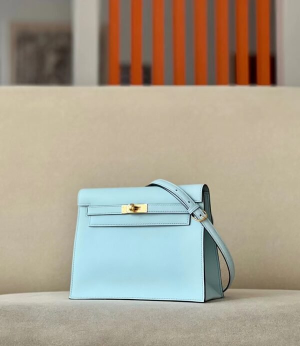 Hermes Kelly Dance Swift TO Sky Blue Gold Hardware 22cm Full Handmade