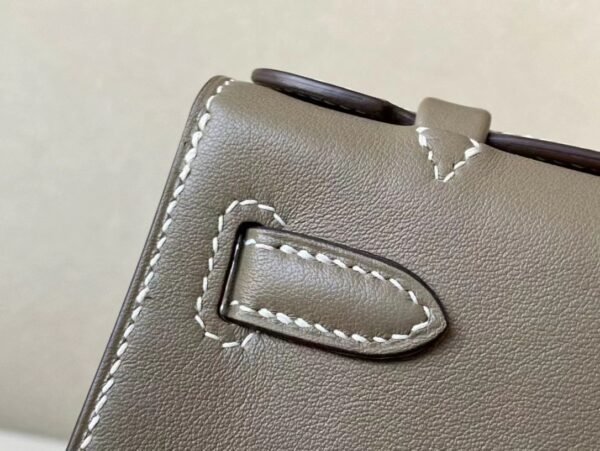 Hermes Mini Kelly pochette Swift CK18 Etoupe Grey Gold Hardware 22cm Full Handmade