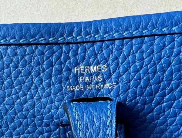 Hermes Evelyne TC Leather 08 Bright Blue Silver Hardware 17cm Full Handmade