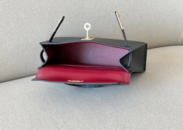 Hermes Mini Kelly Epsom CK89 Black & 2Z Deep Blue & K1 garnet red Gold Hardware 19cm Full Handmade