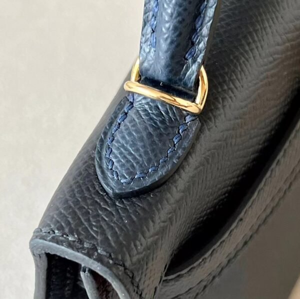 Hermes Mini Kelly Epsom CK89 Black & 2Z Deep Blue & K1 garnet red Gold Hardware 19cm Full Handmade