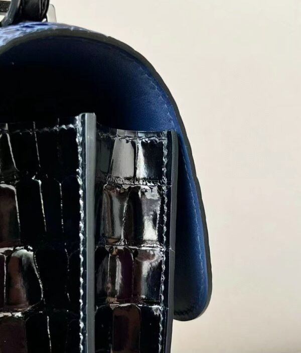 592e41733749ade Hermes Constance Shiny Alligator 8X Deep Blue & CK89 Black & VO Green crocodile buckle Silver Hardware 18cm Full Handmade