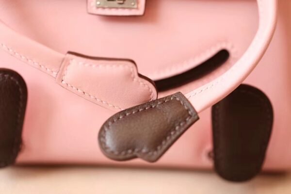 Hermes Kelly dolly Swift sakura pink & chocolate Silver Hardware 16cm Full Handmade