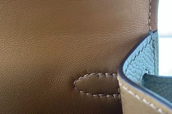 Hermes Mini Kelly Epsom CK37 Golden Brown & CK18 Etoupe Grey Gold Hardware 19cm Full Handmade