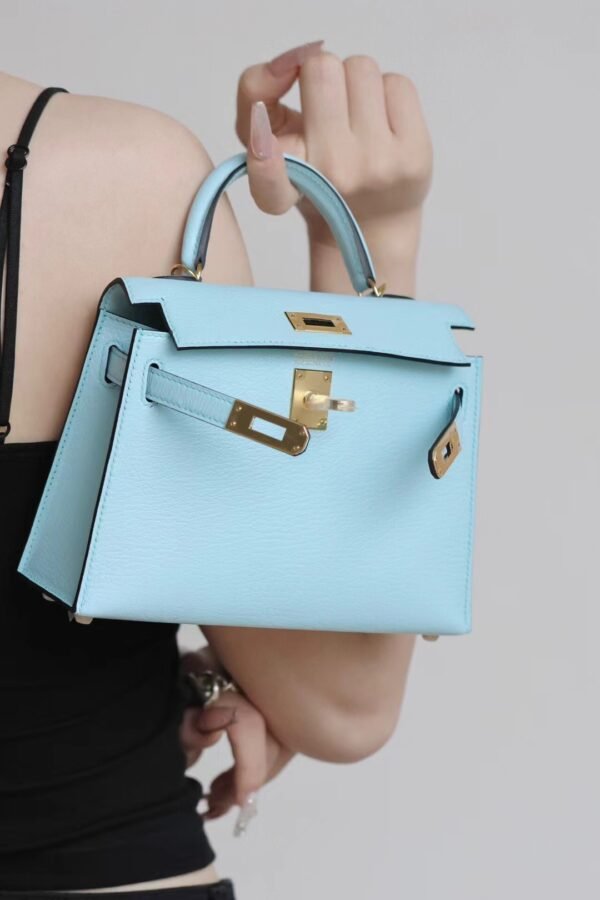 5a9abaa52c5a7d9 GPC Mode Mini Kelly Epsom Baby Blue Gold Hardware 19cm Full Handmade