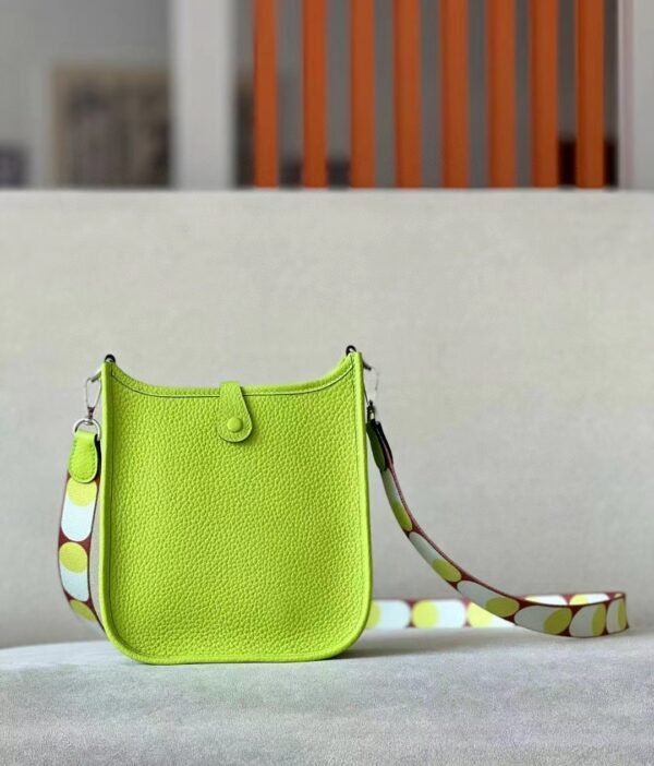 Hermes Evelyne TC Leather Fluorescent green Silver Hardware 17cm Full Handmade
