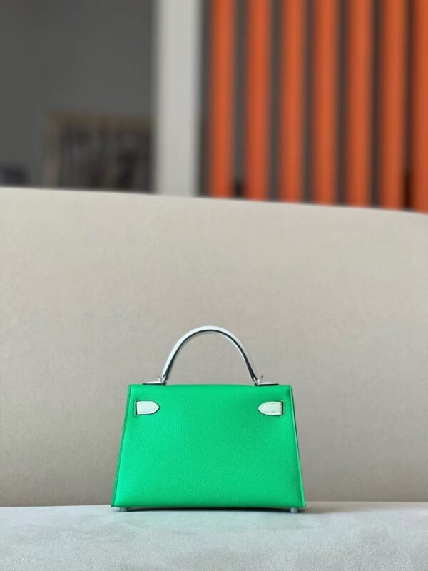 5b231e44dcc4e65 Hermès Mini Kelly Epsom 0Z Fresh Green & 0S Lgiht Green & M4 Creamy Grey Silver Hardware 19cm Full Handmade