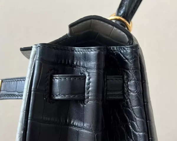 Hermès Kelly Matte Alligator crocodile 80 Pearl grey & CK89 Black Gold Hardware 25cm Full Handmade