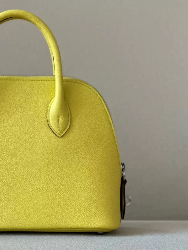 Hermès Bolide Evercolor 9N Candy Yellow & 93 Orange Silver Hardware 27cm Full Handmade