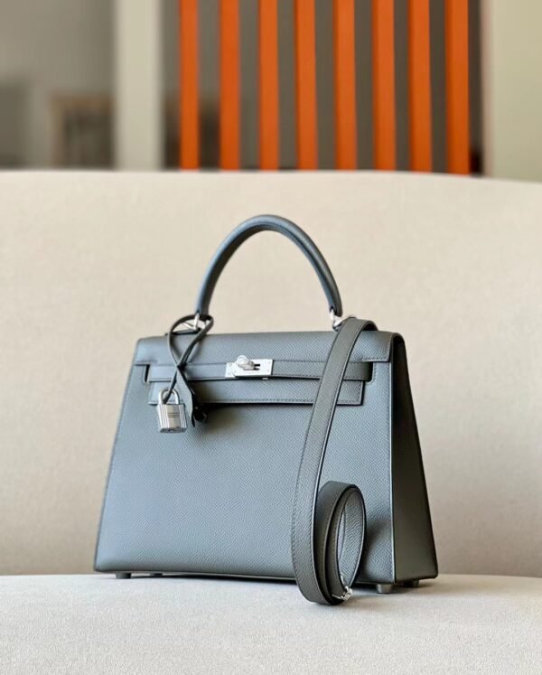 Hermes Kelly epsom Etain Grey Silver Hardware 25cm Full Handmade