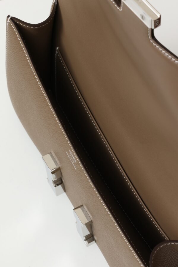 GPC Mode Constance Elan Epsom CK18 Etoupe Grey Silver Hardware 24cm Full Handmade