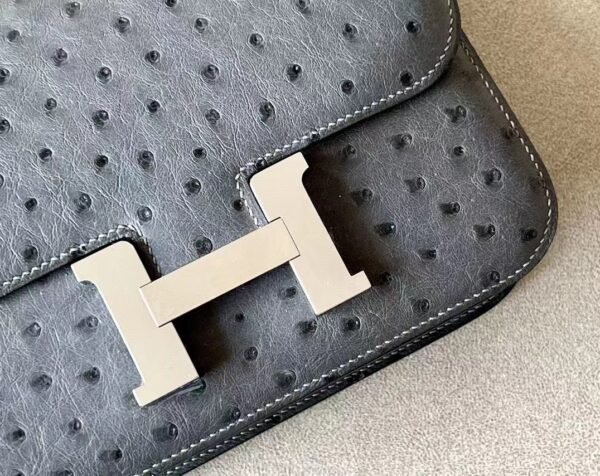 Hermes Constance KK Ostrich 88 Graphite grey Silver Hardware 18cm Full Handmade
