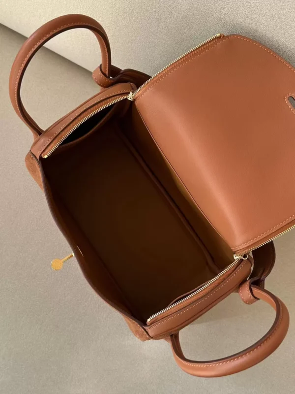 Hermès Lindy Swift & Chamois CK37 Golden Brown Gold Hardware 26cm Full Handmade