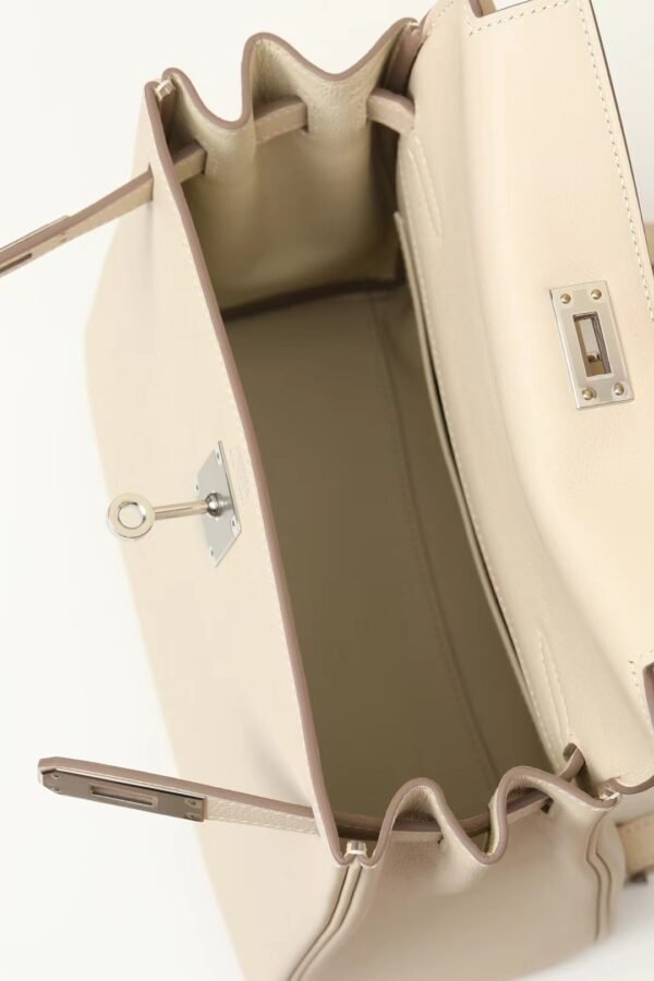 GPC Mode Kelly ado Togo Leather Cream White Silver Hardware 22cm Full Handmade