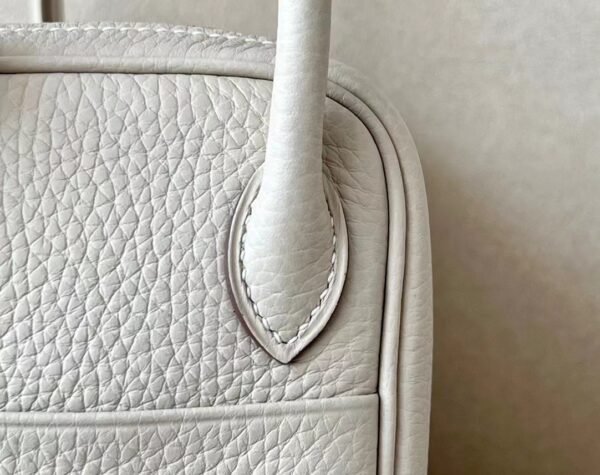 Hermes mini Lindy clemence CC10 Creamy White Gold Hardware 19cm Full Handmade