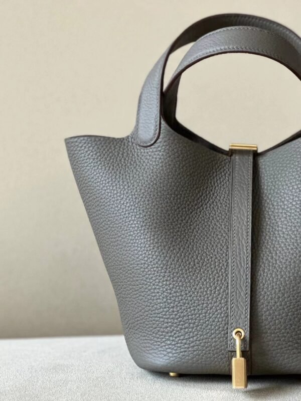 Hermès Picotin TC Leather 8F tinware grey Gold Hardware 18cm Full Handmade