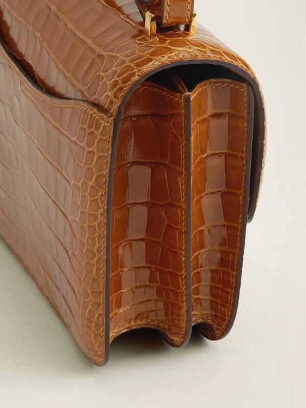 GPC Mode CJ19-Constance Shiny Alligator Sand Brown Gold Hardware 18cm Full Handmade