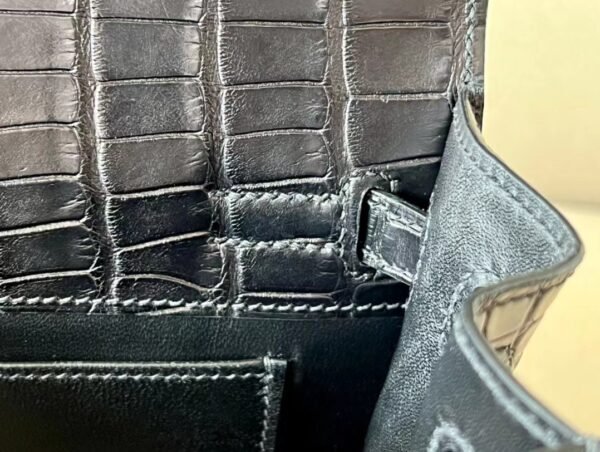 Hermes Kelly dance Matte Alligator crocodile CK89 Black Silver Hardware 22cm Full Handmade