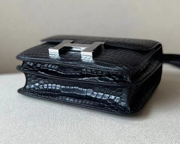 Hermes Constance Matte Alligator crocodile CK89 Black Silver Hardware 18cm Full Handmade