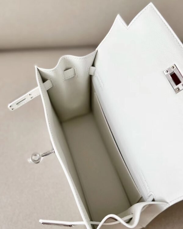 Hermès Kelly dance Swift 01 Pure White Silver Hardware 22cm Full Handmade