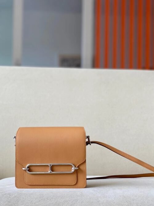 Hermes Roulis Swift OM Tea Khaki Silver Hardware 19cm Full Handmade