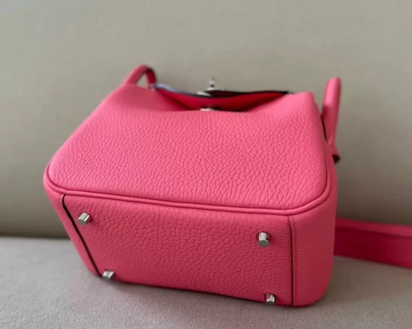 Hermès mini Lindy clemence U5 lipstick pink Silver Hardware 19cm Full Handmade